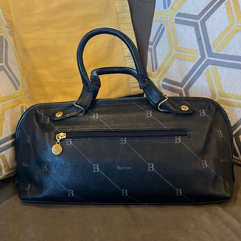 Italian Vintage Berle Black Bag All high end leather and brass hardware - Picture 2 of 6